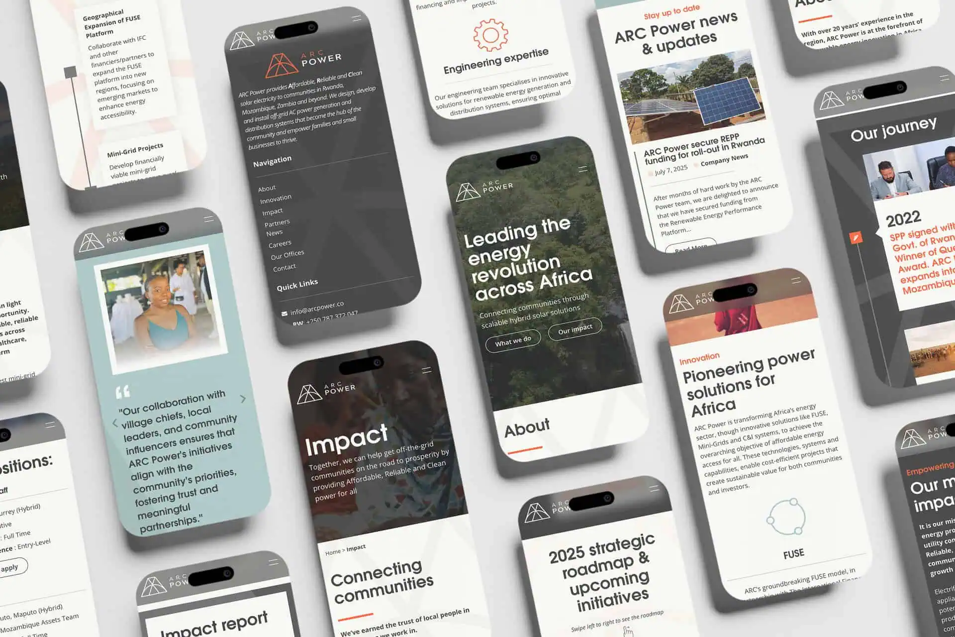 ARC Power Website Mockup Mobiles