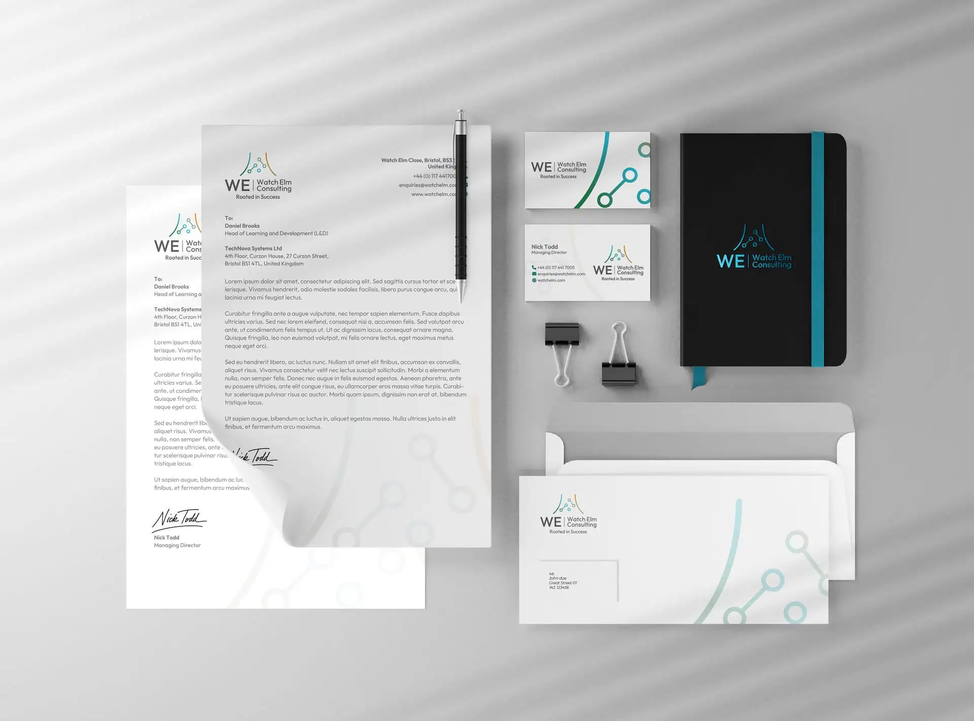 Business stationery designed with tinybox creative's business graphic design services