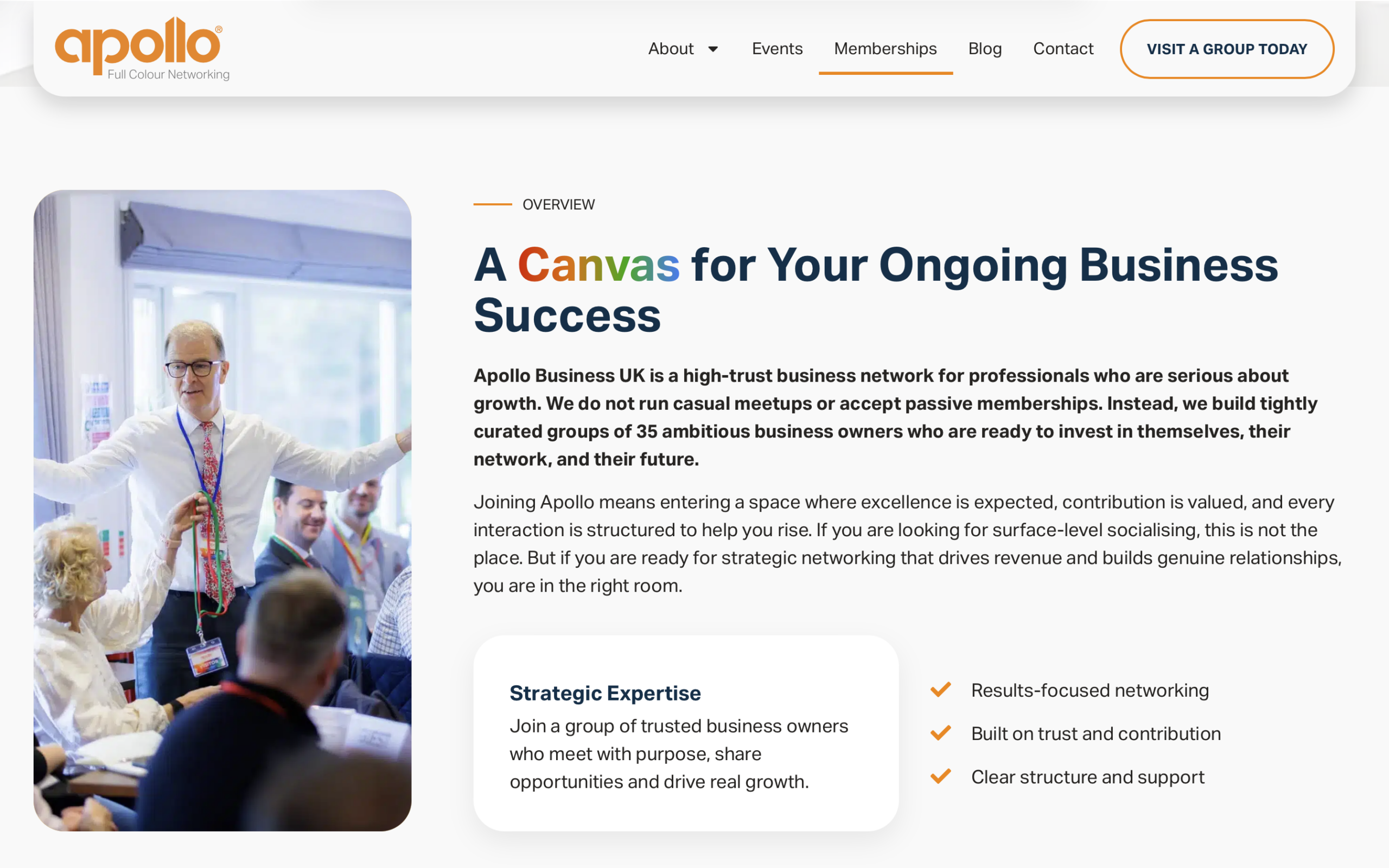 Apollo business website screenshot overview section