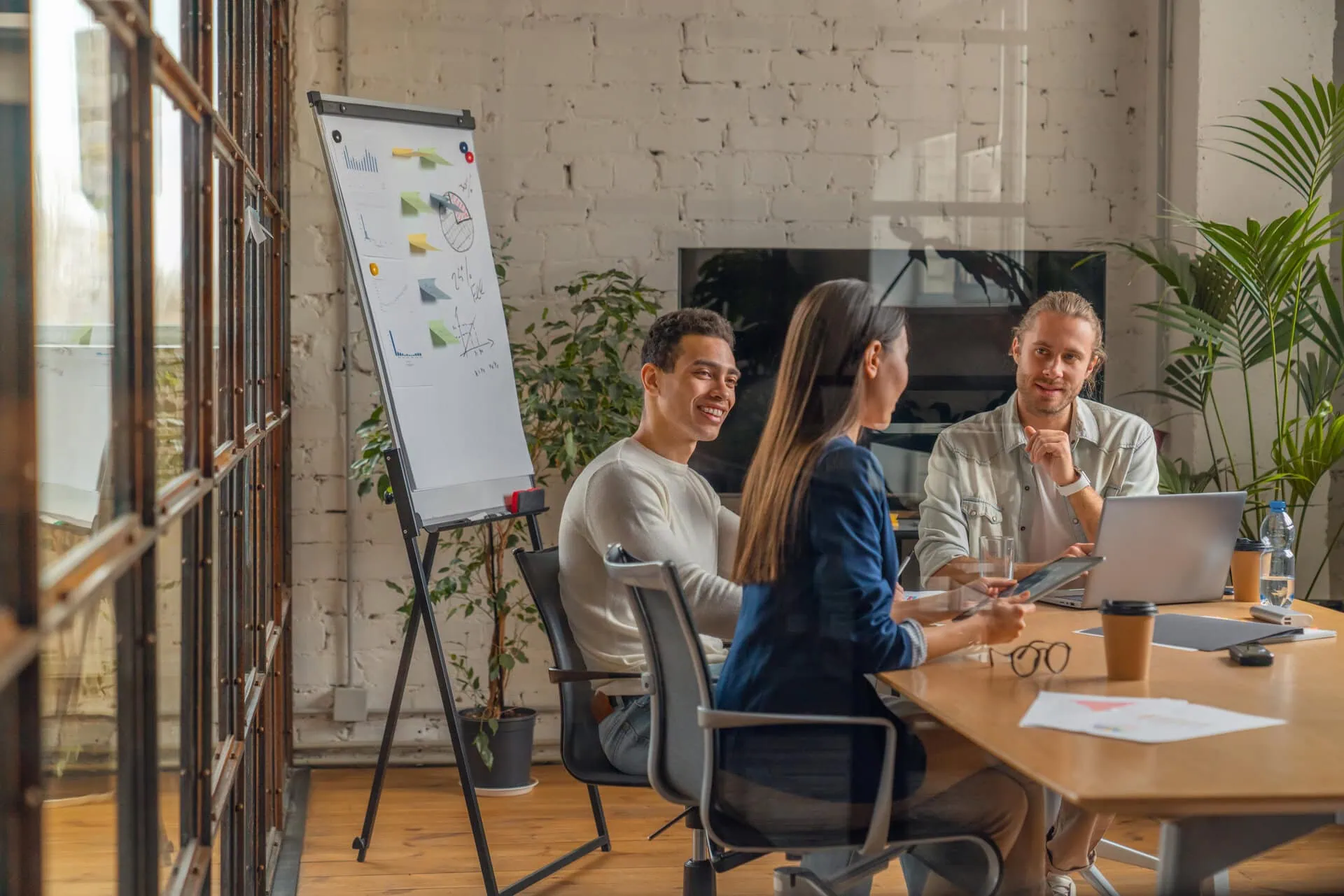 Boardroom branding Meeting with strategic elements in the background